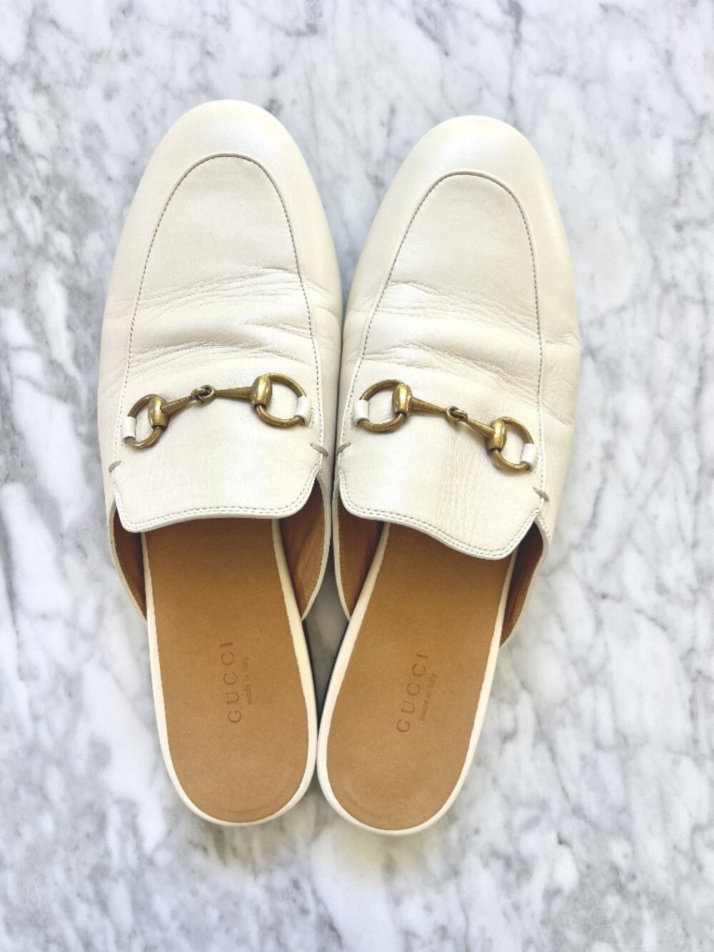 Gucci Princetown Horsebit Mule Slipper Leather Mystic White Size EU 40 US 10